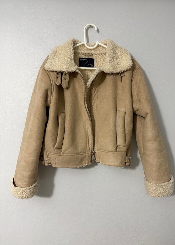 Pull & Bear Bej Biker Mont - Görsel 2