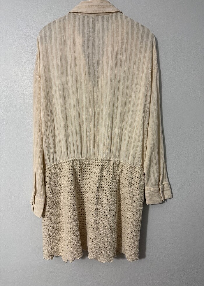 Zara Örgü Etekli Mini Gömlek Elbise - Görsel 5