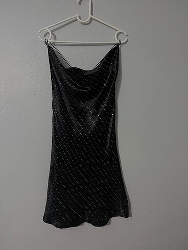 Zara Taşlı Sırt Dekolteli Mini Elbise - Görsel 4