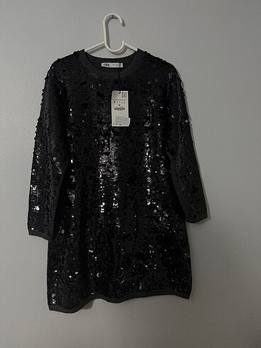 Zara Pullu Payetli Işıltılı Elbise - Görsel 4