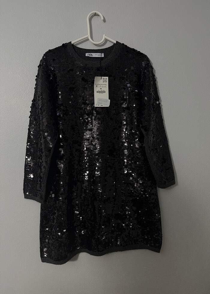 Zara Pullu Payetli Işıltılı Elbise - Görsel 4