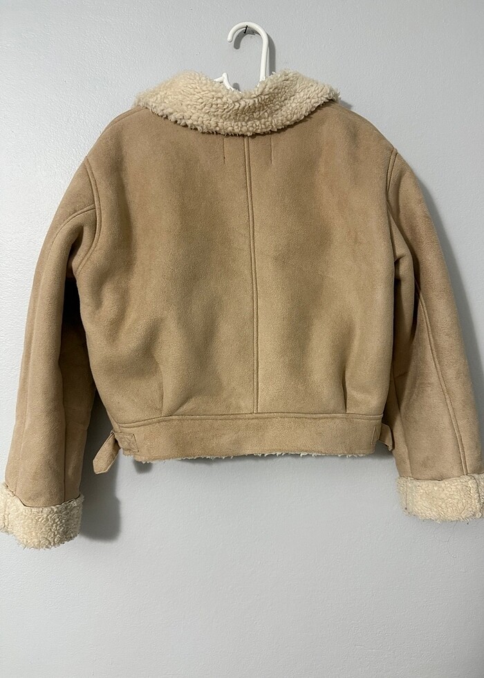 Pull & Bear Bej Biker Mont - Görsel 3