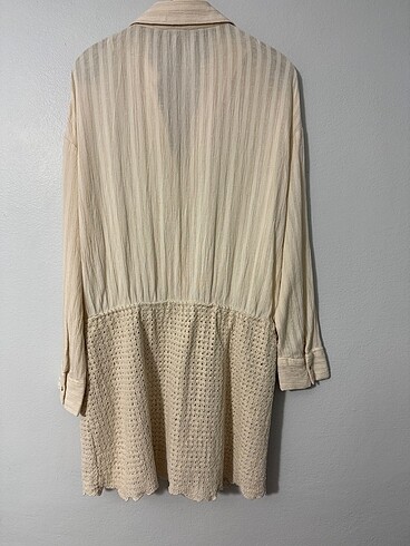 Zara Örgü Etekli Mini Gömlek Elbise - Görsel 4