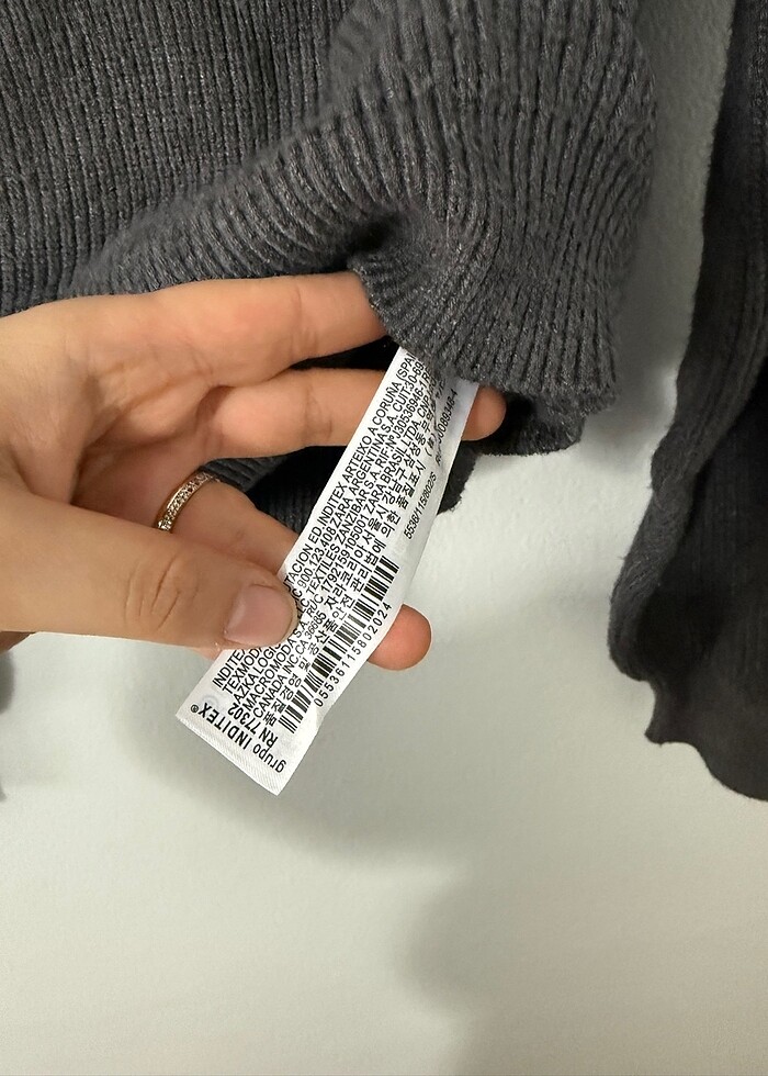 Zara Antrasit Balon Kol Fitilli Kazak - Görsel 4