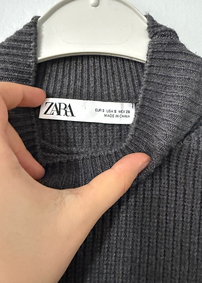 Zara Antrasit Balon Kol Fitilli Kazak - Görsel 3