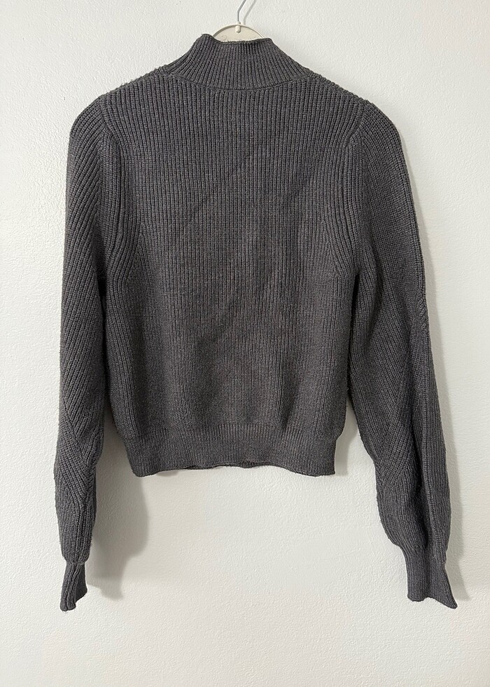 Zara Antrasit Balon Kol Fitilli Kazak - Görsel 2