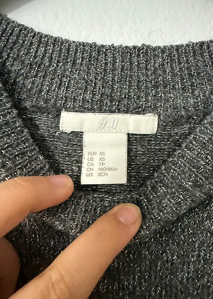 Hm Simli Gri Triko Kazak - Görsel 2