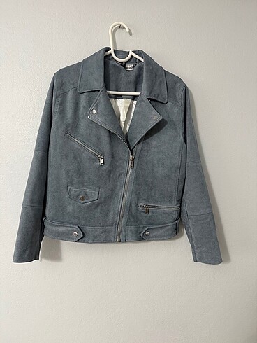 H&M Süet Dokulu Biker Ceket - Görsel 4