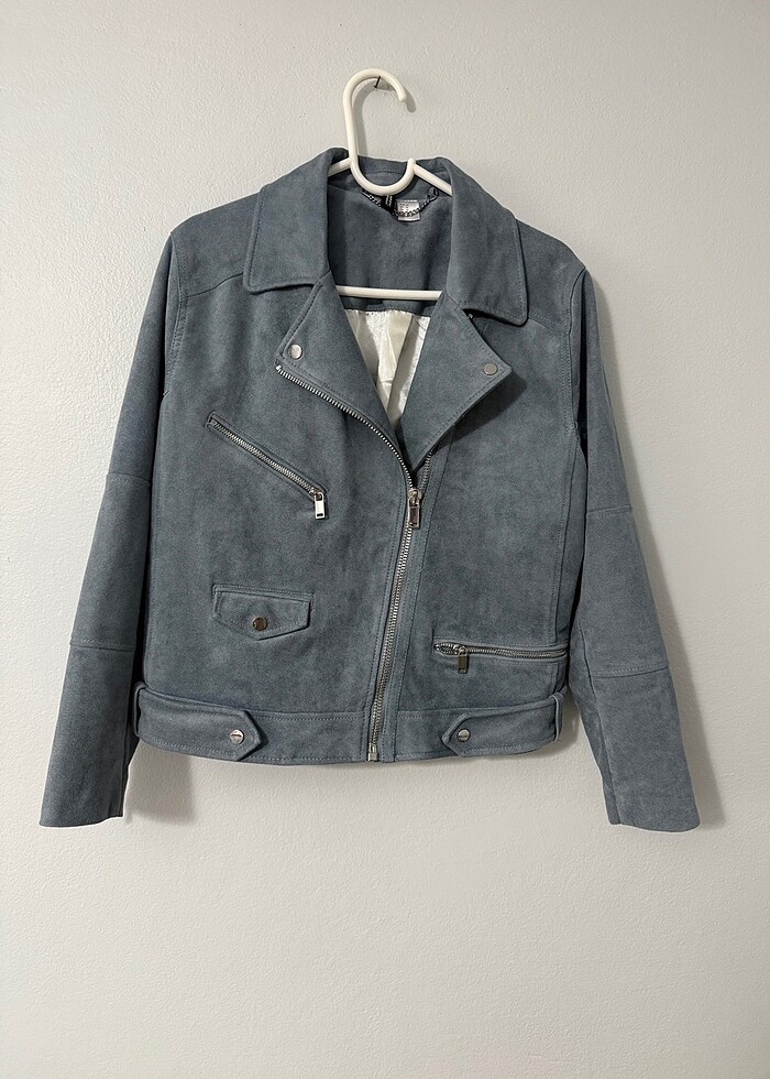 H&M Süet Dokulu Biker Ceket - Görsel 4