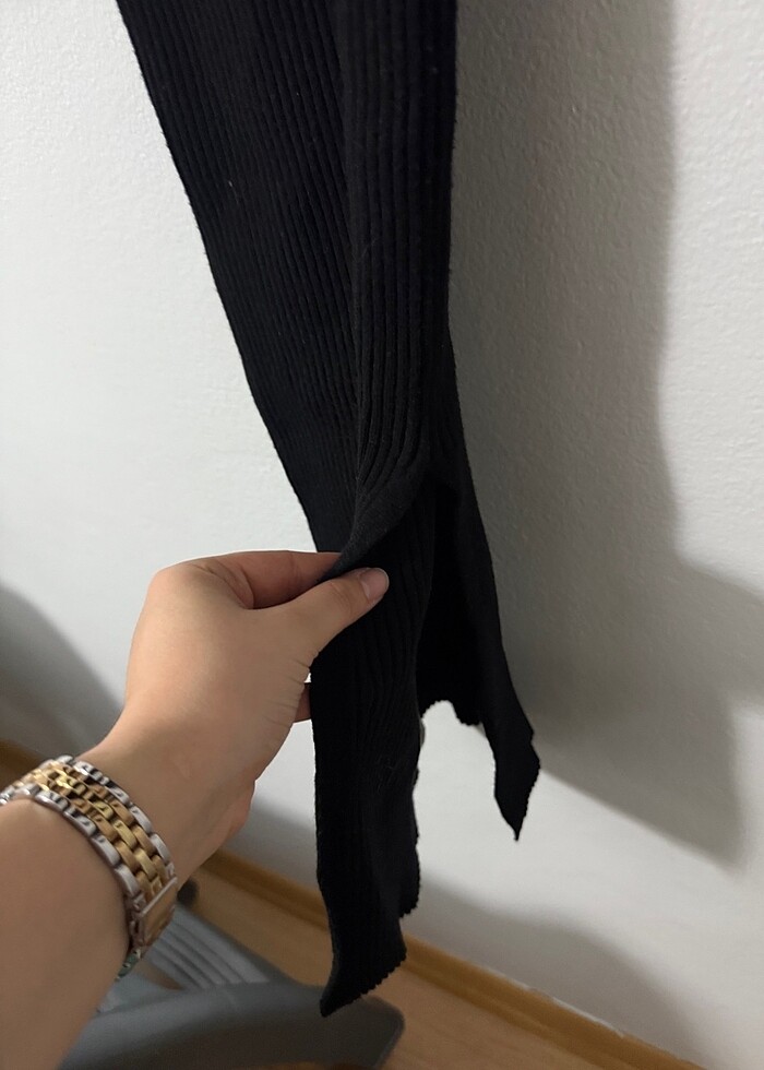 Mango Fitilli Yırtmaçlı Triko Elbise - Görsel 3