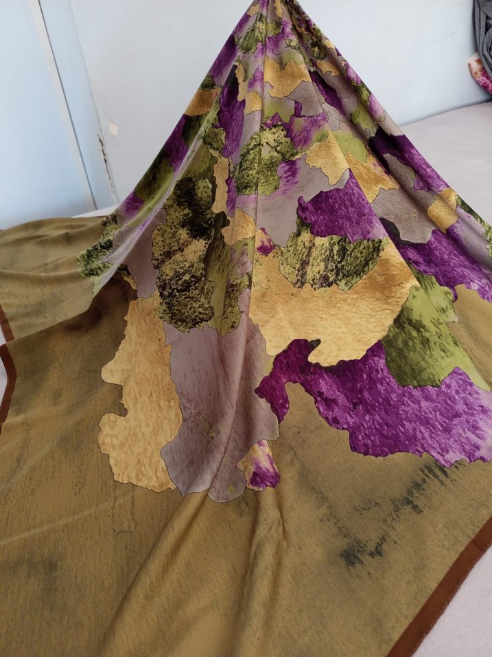 Kadın Çok Renkli İpek Görünümlü Şal - Görsel 4