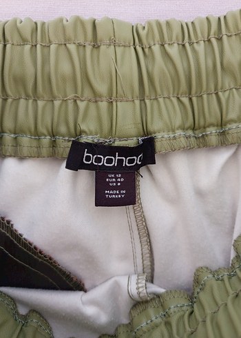 Parlak Haki Salaş Midi Deri Pantolon - Görsel 4