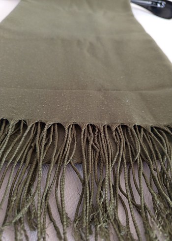 Kadın Drapeli Haki Kumaş Şal - Görsel 2