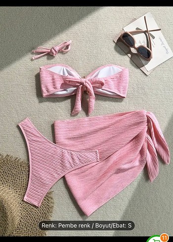 Sheinside Pembe Pilili Mini Bikini Takımı