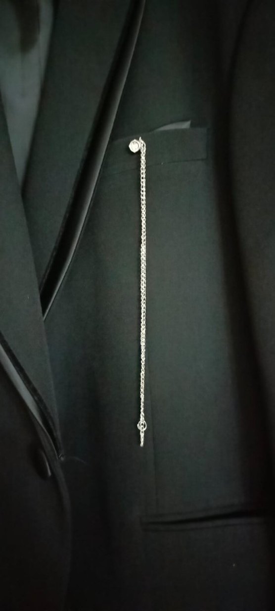 Zincir Detaylı Siyah Erkek Takım Elbise - Görsel 2