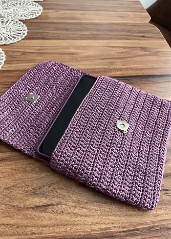 Mor Örgü Kadın Portföy Çanta - Görsel 3