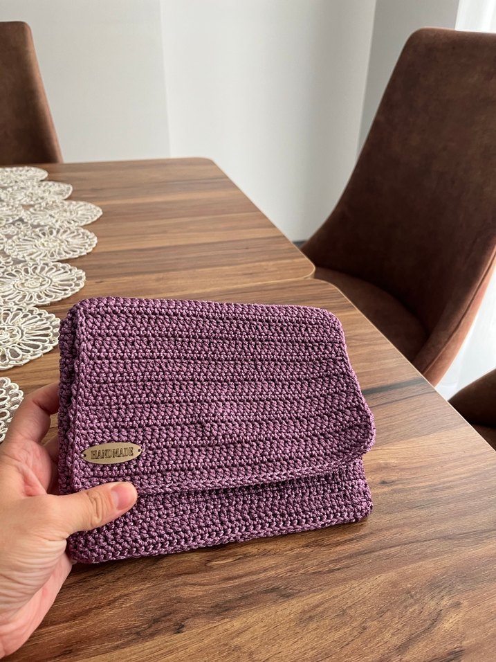 Mor Örgü Kadın Portföy Çanta - Görsel 2