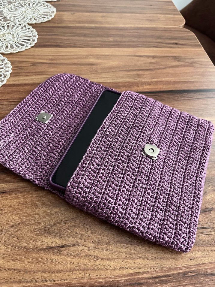 Mor Örgü Kadın Portföy Çanta - Görsel 3