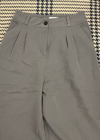 Düğmeli gri Kumaş Pantolon