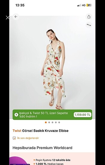 34 Beden Twist elbise