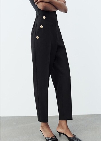 Zara kadın düğmeli düz kesim pantalon