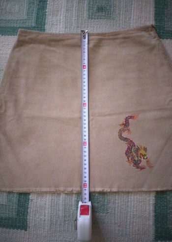 Vintage Nakışlı Bej Bohem Midi Etek - Görsel 6