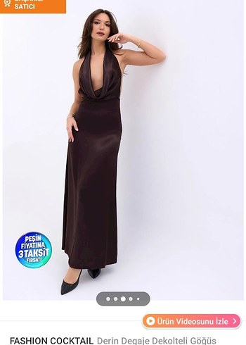 Siyah Drapeli Uzun V Yaka Elbise - Görsel 2