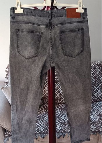 Gri Regular Fit Düğmeli Erkek Kot Pantolon - Görsel 3