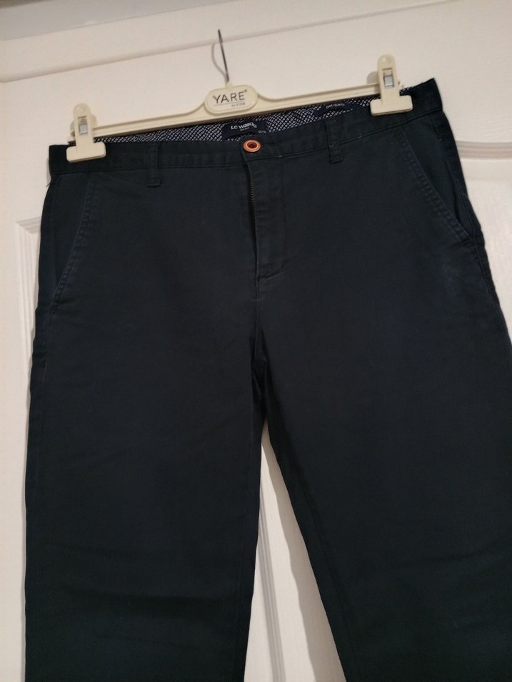 Erkek Lacivert Kemerli Denim Pantolon - Görsel 3