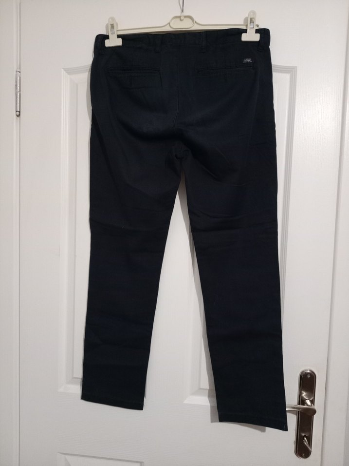 Erkek Lacivert Kemerli Denim Pantolon - Görsel 4