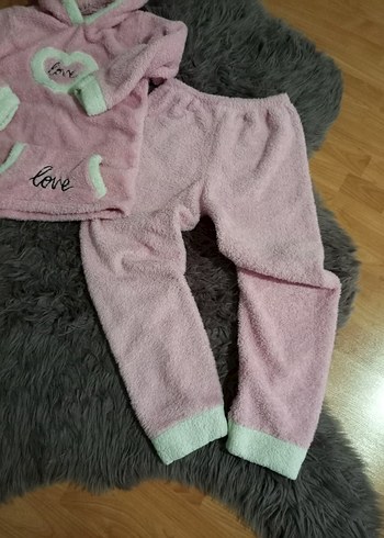 Nakışlı Pembe Kız Çocuk Bornoz ve Havlu Takımı - Görsel 4