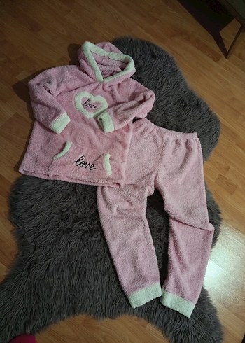 Nakışlı Pembe Kız Çocuk Bornoz ve Havlu Takımı - Görsel 2