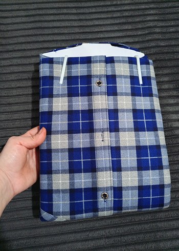 Mavi Gri Kareli termel Erkek Gömlek - Görsel 3