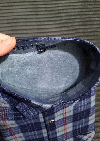 Erkek termal Mavi Kareli Uzun Kollu Gömlek - Görsel 2