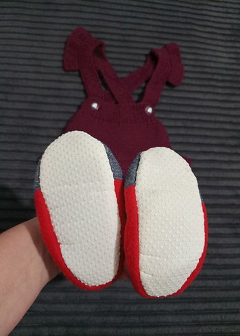 Kırmızı Örgü Bebek Kız Tulumu ve Ayakkabısı - Görsel 2