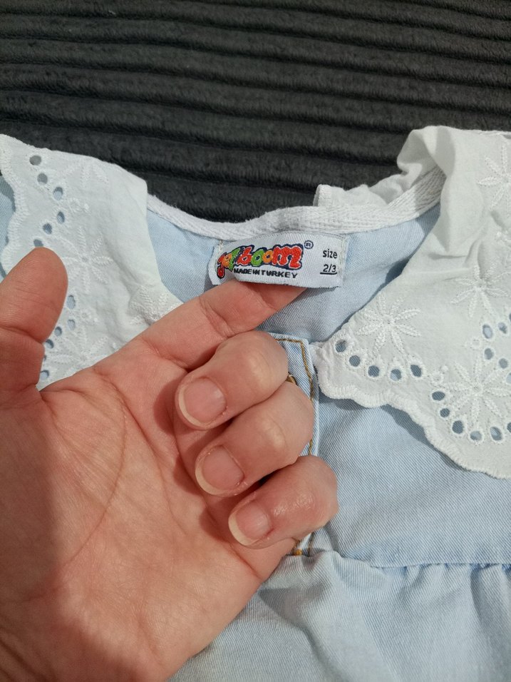 Nakışlı Yakalı Kız Çocuk Beyaz Elbise - Görsel 2