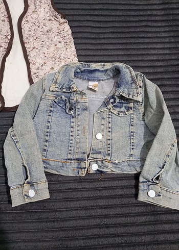 Düğmeli Kız Denim Ceket - Görsel 2