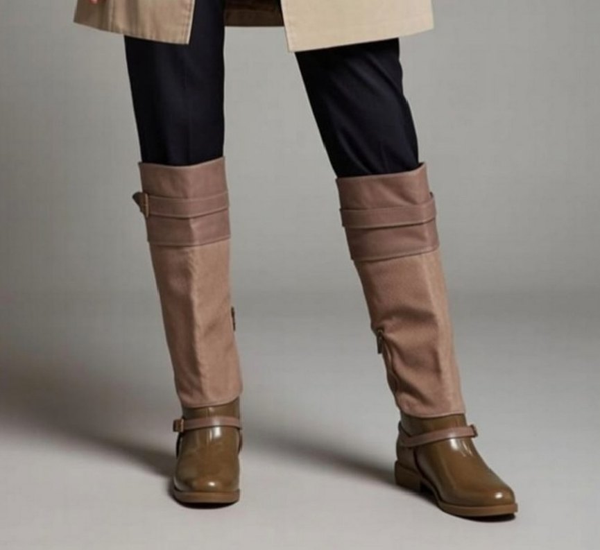 Bej Süet Kemer Detaylı Kadın Dizüstü çizme - Görsel 2