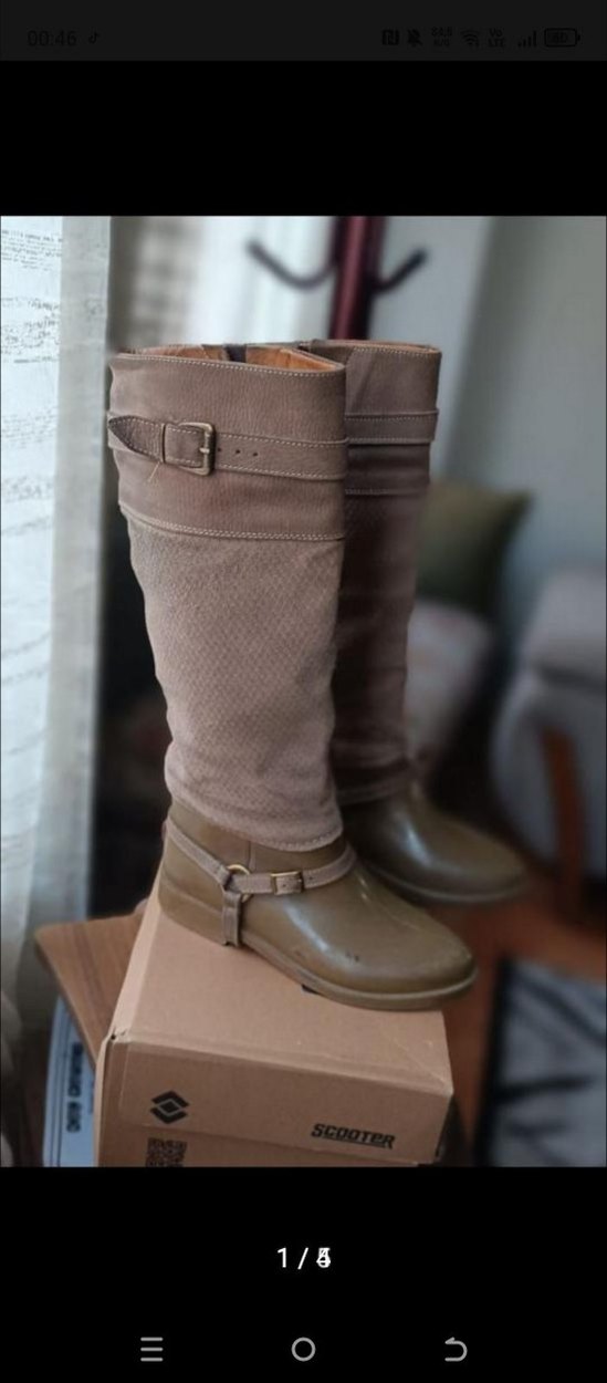 Bej Süet Kemer Detaylı Kadın Dizüstü çizme - Görsel 3