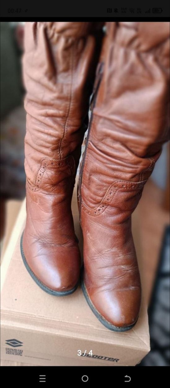 Bohem Tarzı Tokalı Kadın Deri Dizüstü Çizme - Görsel 3