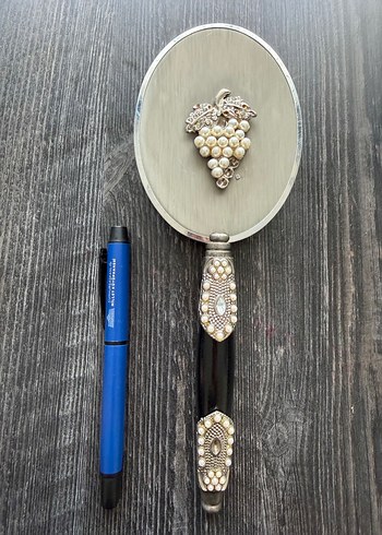 Bej İnci Detaylı El Aynası - Görsel 5