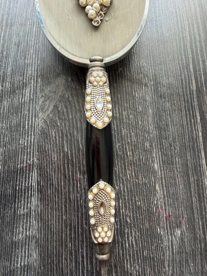 Bej İnci Detaylı El Aynası - Görsel 3