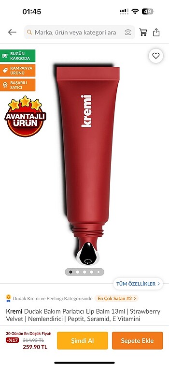 Kremi metal uçlu ruj