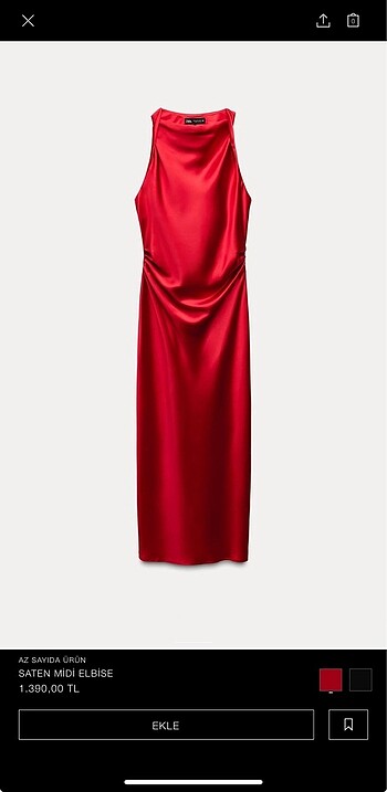 Saten kırmızı elbise #zara #saten #elbise
