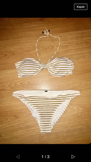 Diğer Pimkie Gold Beyaz Cizgili Bikini