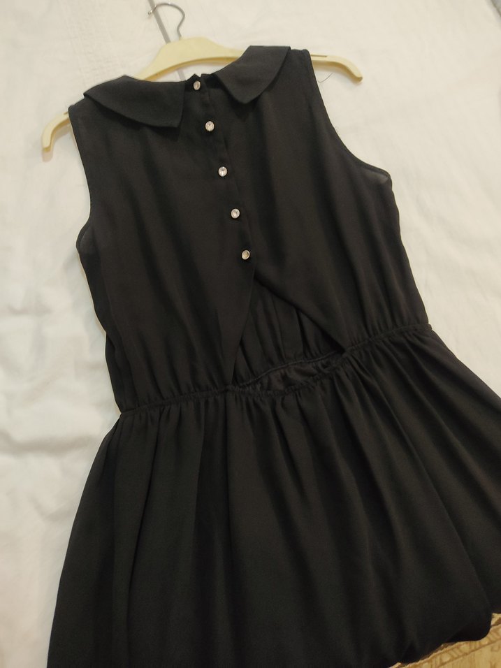 Boncuk İşlemeli Siyah Midi Elbise - Görsel 2