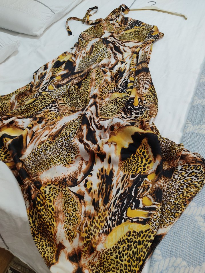 Bohem Yılan Desenli Uzun Askılı Elbise - Görsel 2