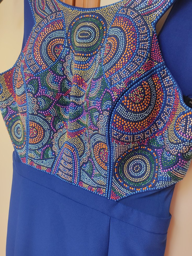 Diger Mavi Bohem Tarzı Uzun Abiye Elbise - Görsel 3