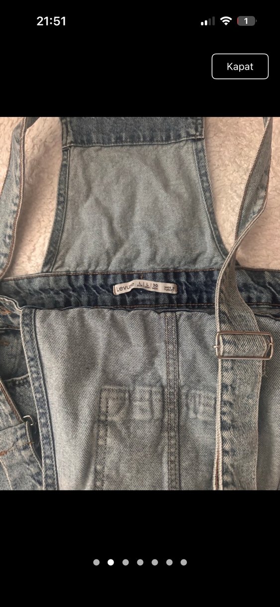 Gri Denim Kısa Askılı Tulum - Görsel 3