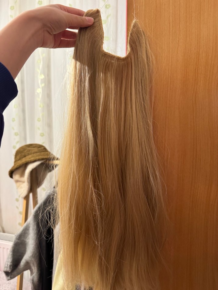 Bej çıtçıtlı takma saç - Görsel 2